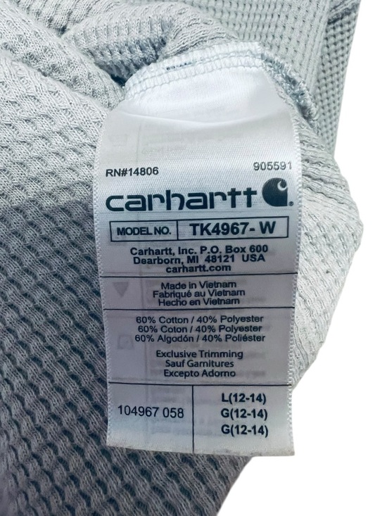 Carhartt Waffle Knit Hoodie Relaxed Fit Pullover Gray Kangaroo Pocket L - Picture 5 of 7